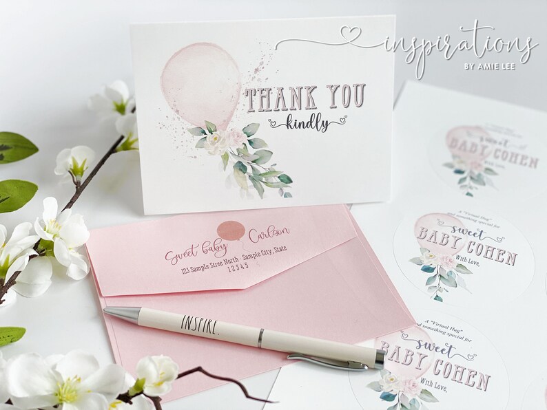Baby Shower Thank You Cards Baby Shower Stickers Virtual Etsy