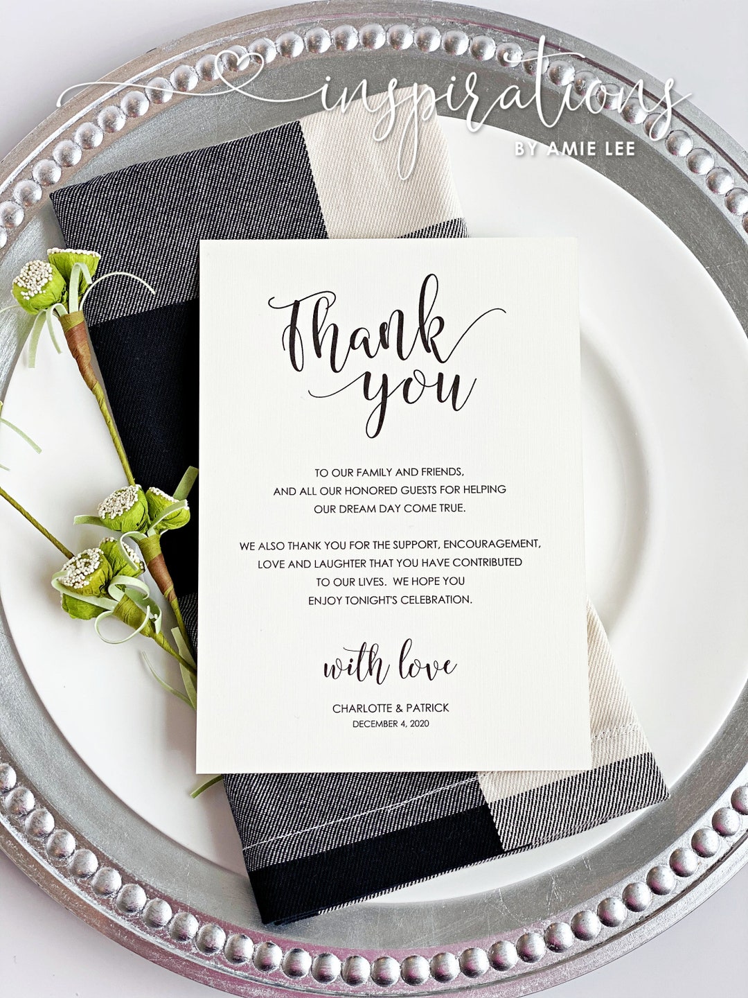Wedding Reception Table Notes Wedding Thank You Note to Etsy