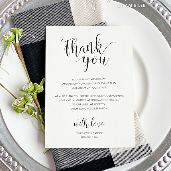 Place Setting Card Etsy