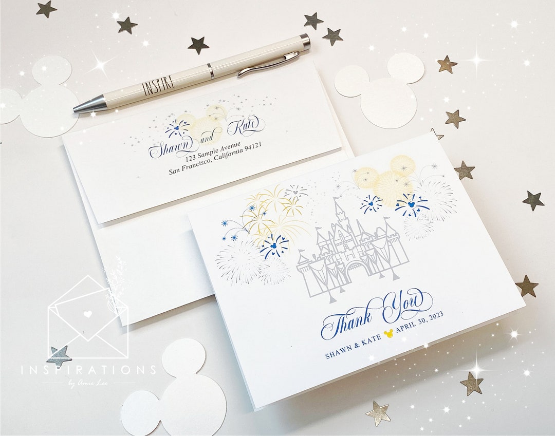 Disney Wedding Thank You Cards Disney Wedding Disneyland Etsy
