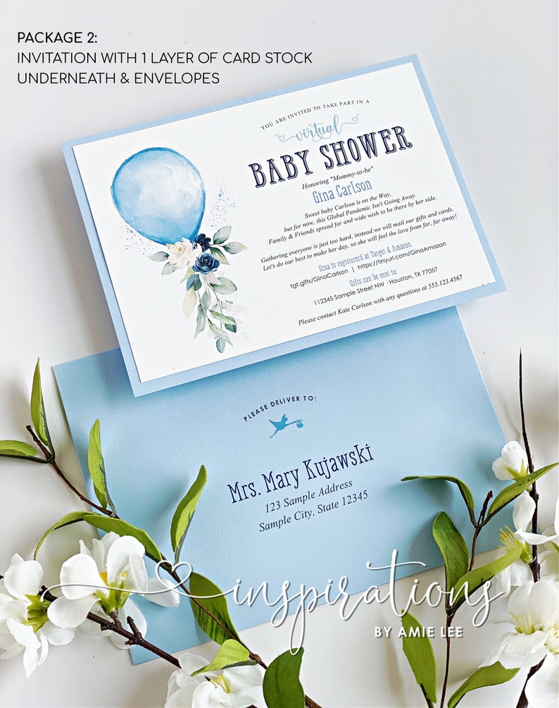 Virtual Baby Shower Invitations Shower by Mail Baby Boy Etsy