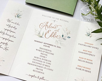 Wedding Ceremony Programs, Gatefold Programs, Floral Wedding Programs