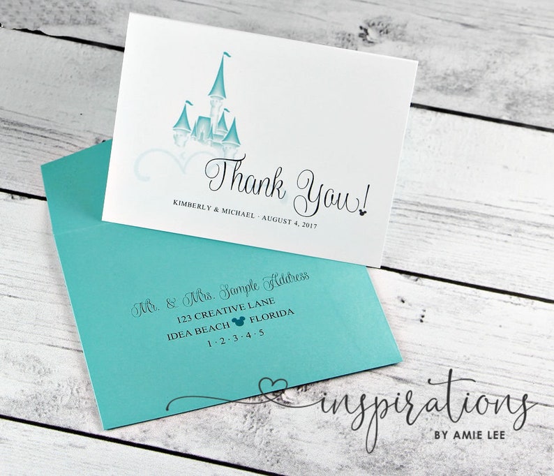 Disney Wedding Thank You Cards Fairy Tale Wedding Disney Etsy