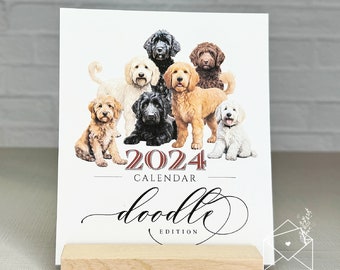 Goldendoodle Desk Calendar, 2024 Dog Lovers Calendar, Labradoodles, Goldendoodles, Desk Calendar, Gift For Dog Lovers