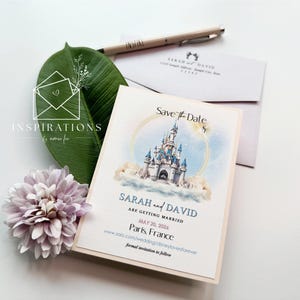 Disney Save The Dates, Fairy Tale Wedding Invitation, Castle Invite, Disney Theme, Disney Inspired, Disney Paris, Disneyland, Disney World