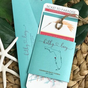 Boarding Pass Destination Wedding Invitations: Florida Travel Theme