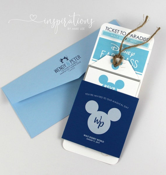Disney Wedding Invitations Disney Wedding Disney Ticket Etsy