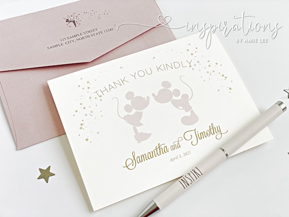 Disney Wedding Thank You Cards, Disney Thank You Cards, Custom Thank You Cards, Personalized Thank You, Wedding Thank You