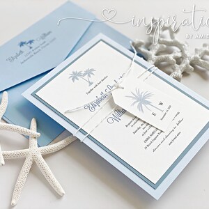 Beach Theme Wedding Invitations, Destination Wedding, Palm Tree Invites, Elegant Beach, Island Style Wedding Cards