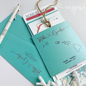 Boarding Pass Wedding Invitation: Hawaii Destination Travel Theme