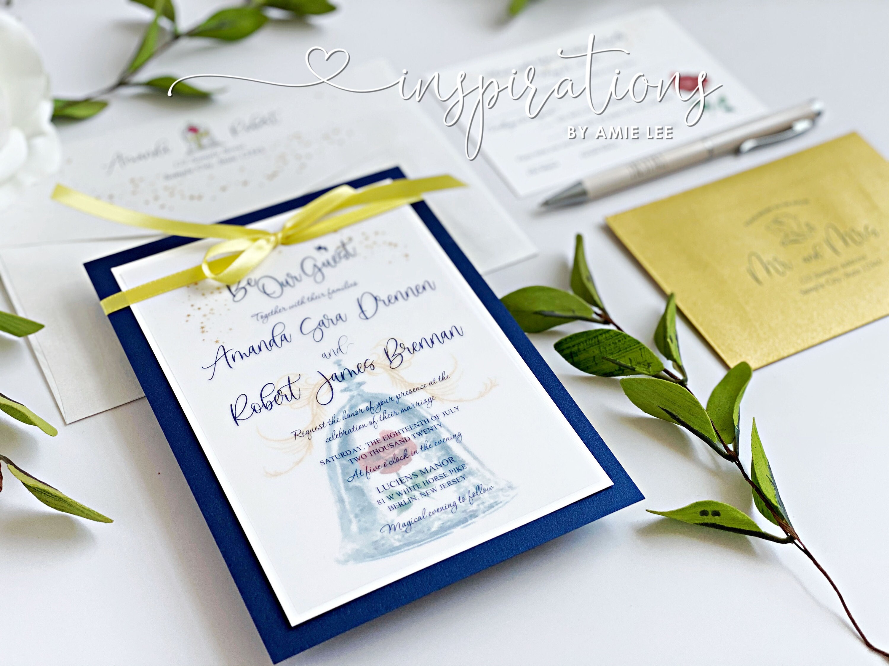Beauty and the Beast Wedding Invitations Formal Disney Wedding Elegant Disney Fairy Tale Wedding Classic Disney Wedding