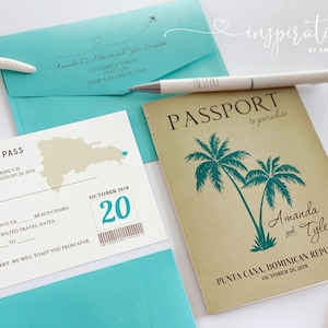 Passport Wedding Invitations, Destination Wedding, Beach Wedding, Island Wedding, International Wedding Invitations