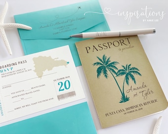 Passport Wedding Invitations, Destination Wedding, Beach Wedding, Island Wedding, International Wedding Invitations