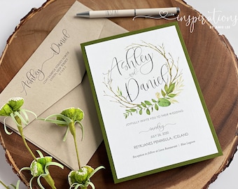 Floral Wedding Invitations, Garden Wedding, Summer Wedding, Bright, Colorful, Classic, Neutral Wedding