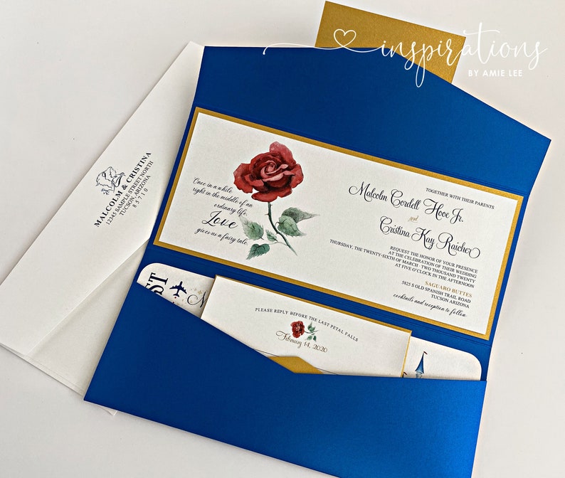 Beauty and the Beast Wedding Invitations Disney Wedding Etsy