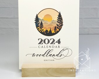 2024 Desk Calendar, 12 Month Calendar, Gift Idea, Office Gift, Nature Lover, Woodlands Calendar