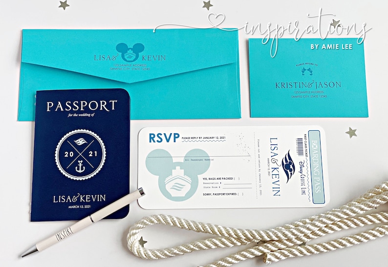 Disney Passport Wedding Invitations Disney Cruise Wedding Etsy