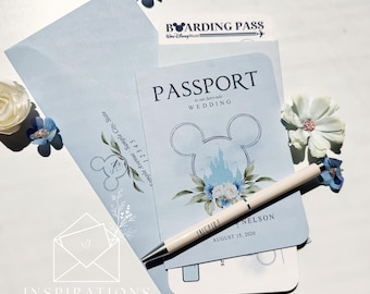 Disney Theme Wedding Invitation, Disney Cruise Passport Invite, Boarding Pass, Disney Inspired, Disney Fairytale, Disney Style