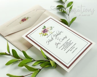 Classic Floral Wedding Invitations, Formal Elegant Wedding Invitations, Blush Pink Dusty Rose Local Wedding Invitations, Traditional Wedding