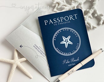 Passport Wedding Invitations, Destination Wedding, Beach Wedding, Cruise Wedding, Nautical Wedding, International