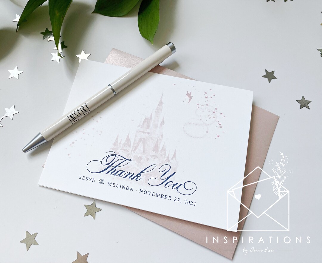Disney Thank You Cards, Disney Wedding, Thank You Cards, Custom Thank