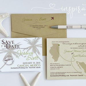 Destination Wedding Save The Date Luggage Tags: Palm Tree Design