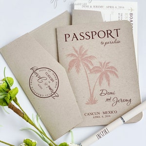 Passport Wedding Invitations, Destination Wedding, Beach Wedding, Island Wedding, International, Boarding Pass,