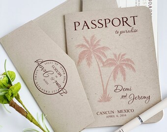 Passport Wedding Invitation: Beach or Island Destination