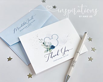Disney Wedding Thank You Cards, Custom Disney Cards, Disney Wedding, Fairy Tale Wedding, Personalized Disney Stationery