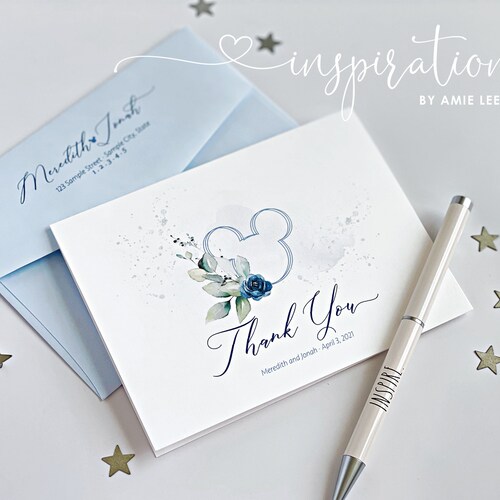 Disney Wedding Thank You Cards Custom Disney Cards Disney Etsy