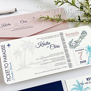 Boarding Pass Wedding Invitations, Destination Wedding, Ticket to Paradise, Island Wedding, Airplane Ticket, Travel Theme,