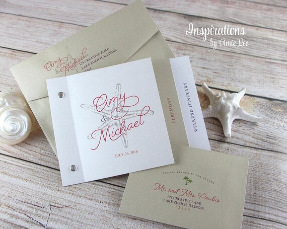 wedding invitations booklet invitations destination wedding etsy