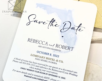 Save The Date Card, Destination Wedding, Map Location, Travel Inspired Wedding