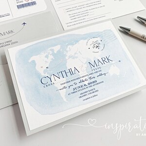 World Map Wedding Invitations: Travel Theme Destination Wedding