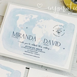 World Map Wedding Invitations: Travel Theme Destination Wedding