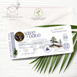 Boarding Pass Save the Date: Destination Wedding, Travel Theme