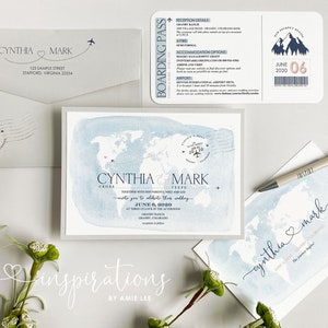 World Map Wedding Invitations: Travel Theme Destination Wedding