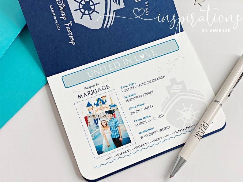 Disney Passport Wedding Invitations Disney Cruise Wedding Etsy