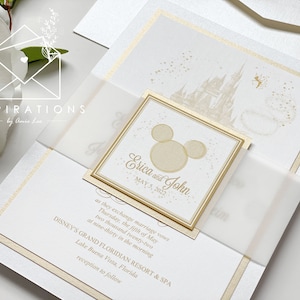 Elegant Disney Wedding Invitations, Disneyland, Disney World, Fairy Tale Wedding, Formal Disney Wedding Invitations