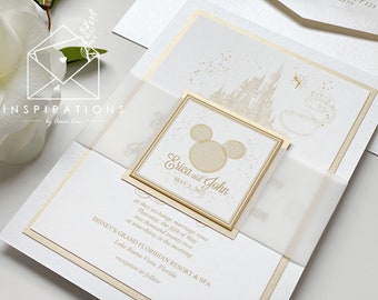 Elegant Disney Wedding Invitations, Disneyland, Disney World, Fairy Tale Wedding, Formal Disney Wedding Invitations