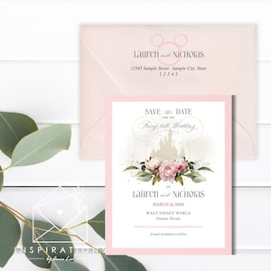 Disney Save The Dates, Disney Theme Wedding, Disney Inspired Invitations, Disney Fairy-tale Wedding