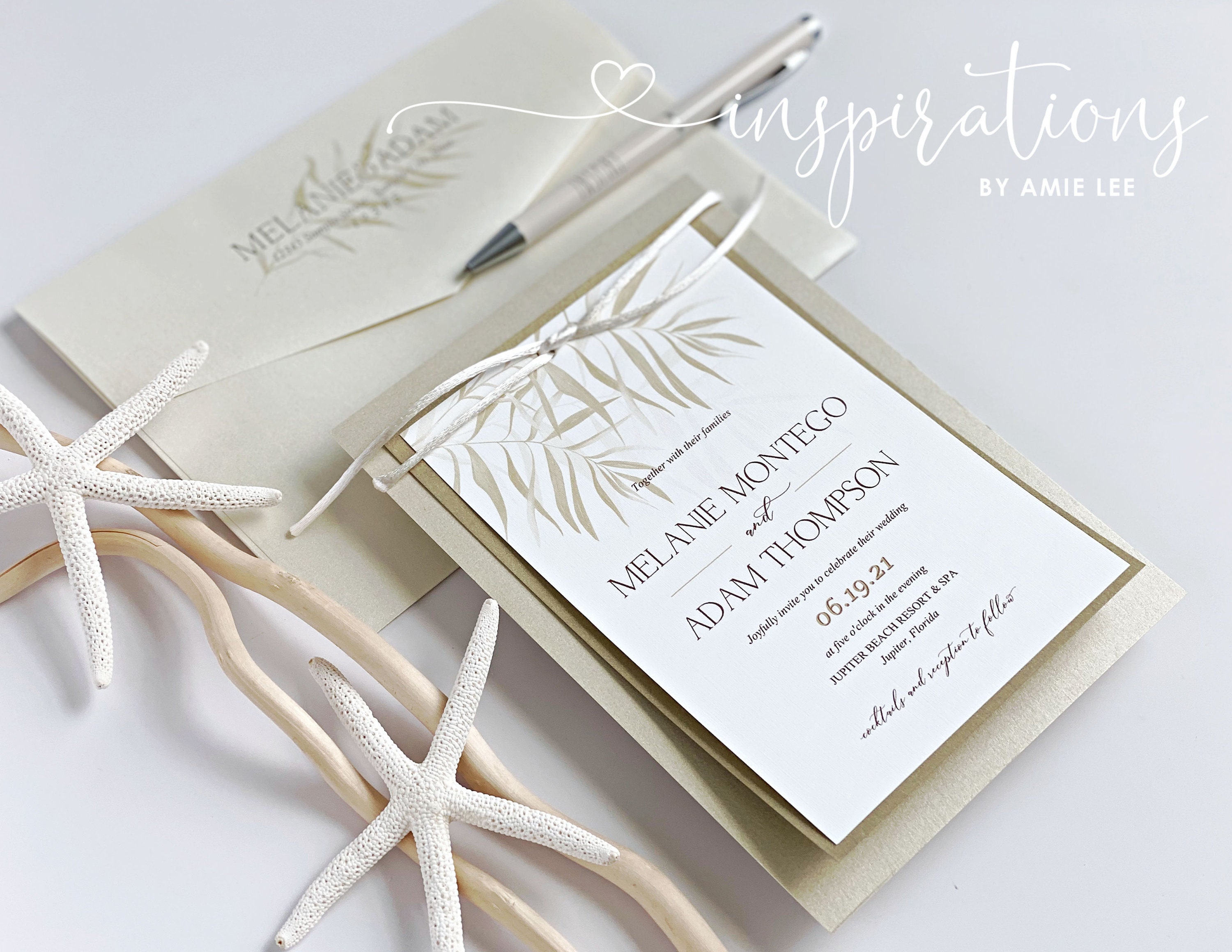 Beach themed best sale wedding invitations