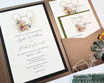 Disney Theme Wedding Invitations, Fairytale, Disney Inspired, Disney Style Invites, Classy Disney Lovers, Custom Wedding Invitations
