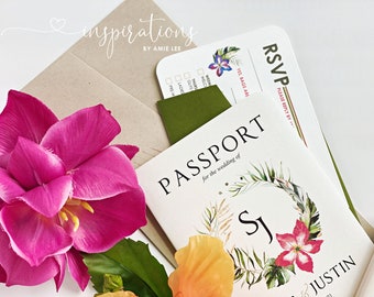Tropical Passport Wedding Invitations: Destination Wedding