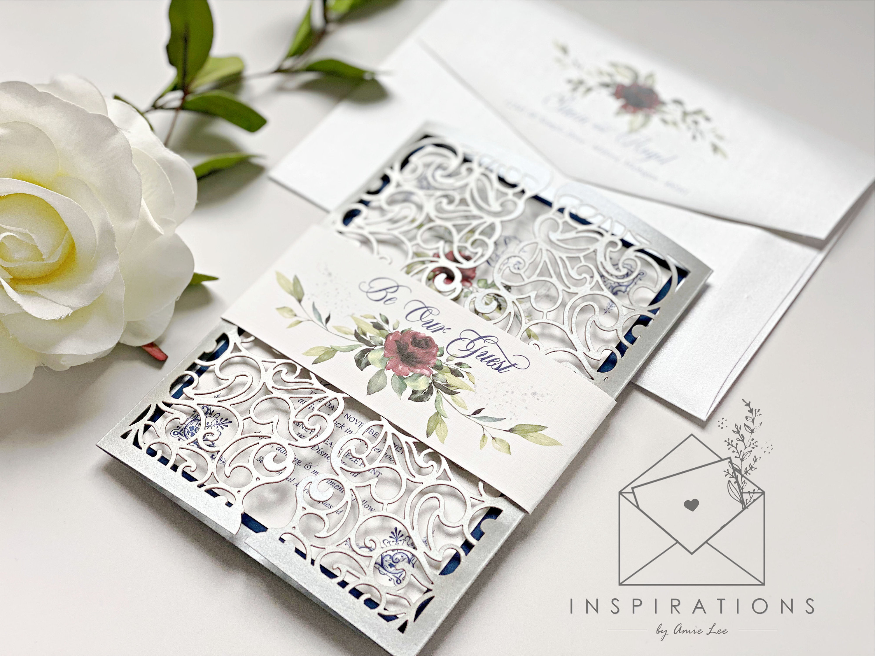 Beauty and the Beast Wedding Invitations Formal Disney Wedding Elegant Fairy Tale Wedding Invitations Laser Cut Gate Cards Be
