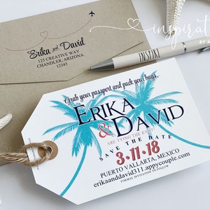 Palm Tree Save the Date Luggage Tags: Destination Wedding