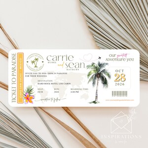 Destination Wedding Boarding Pass Invitations: Travel Theme