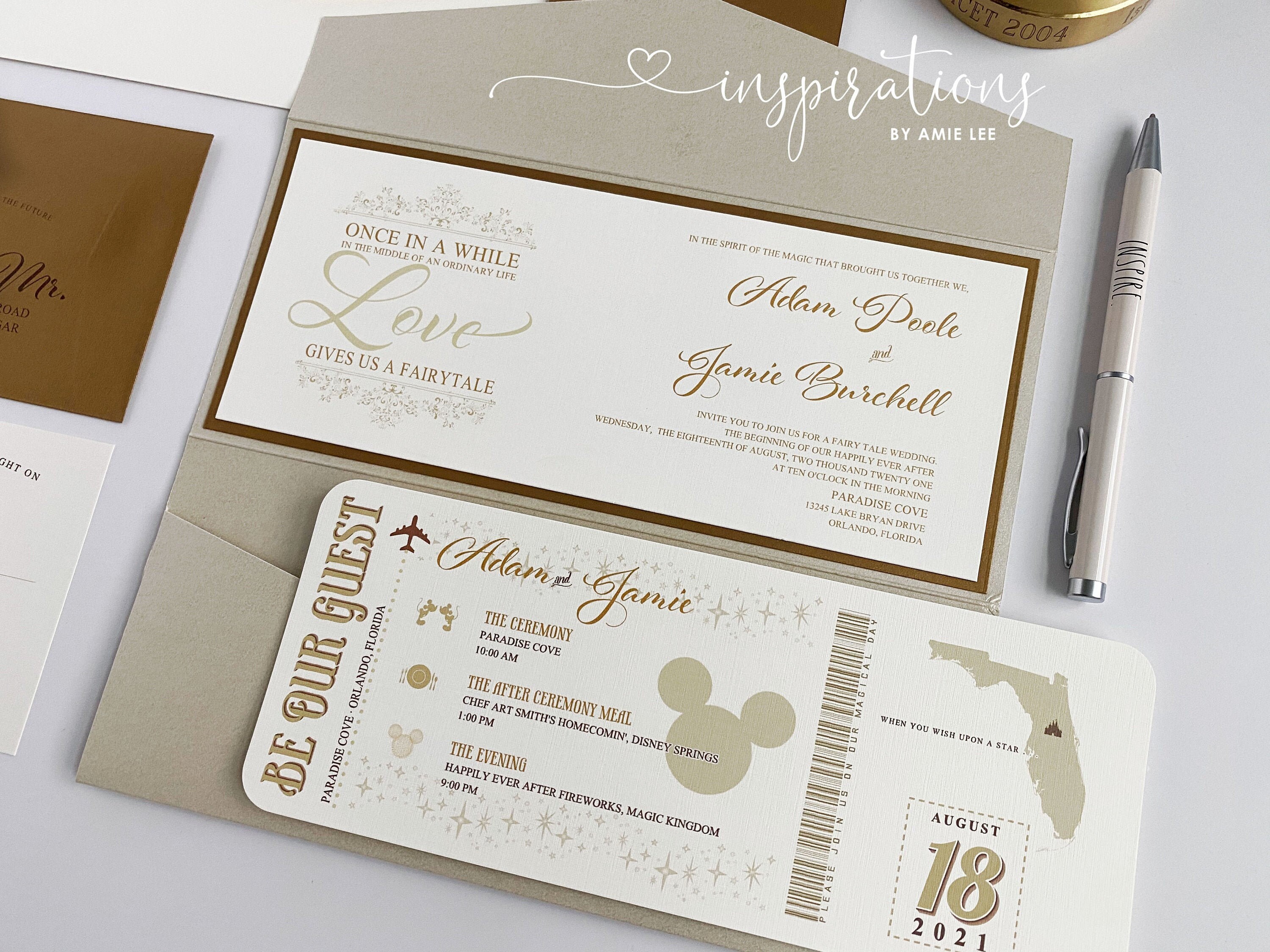 Disney Wedding Invitations Disney Boarding Pass Cinderella Etsy