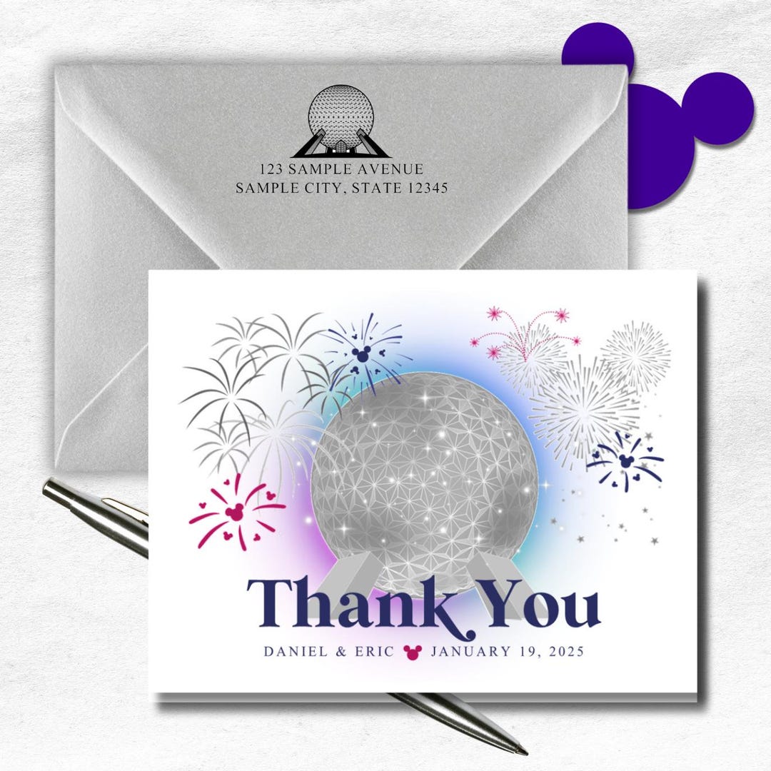 Epcot Wedding Thank You Cards: Custom Personalized Design - Etsy