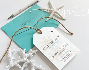 Save The Date Luggage Tags, Destination Wedding Save The Dates, Baggage Tag, Beach Wedding, Island Wedding, Travel Theme Wedding Invitations